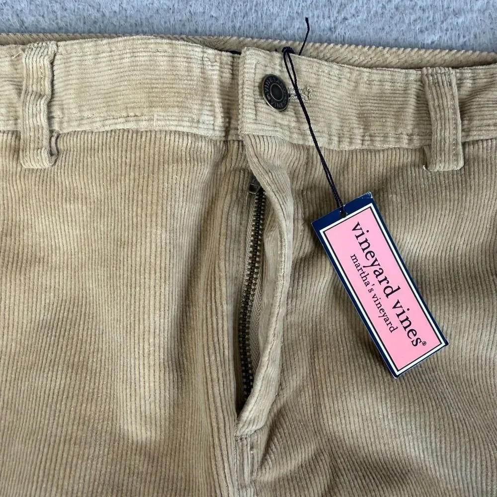 Vineyard Vines Corduroy Skirt 12 Beige Khaki Sand 5 Pocket Zip Fly Stretch